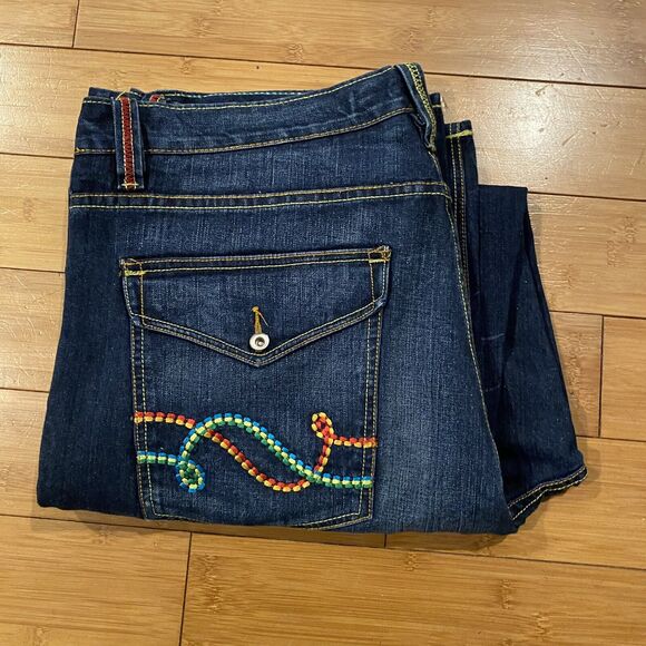 Coogi Jeans 40 X 34 Rainbow Colors Embroidery Dark Wash Denim - Picture 15 of 16